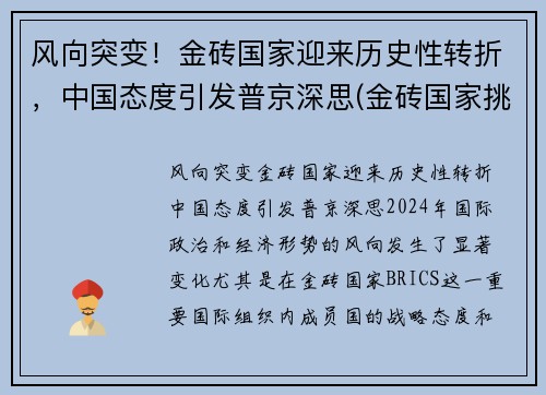 风向突变！金砖国家迎来历史性转折，中国态度引发普京深思(金砖国家挑战世界经济新趋势)