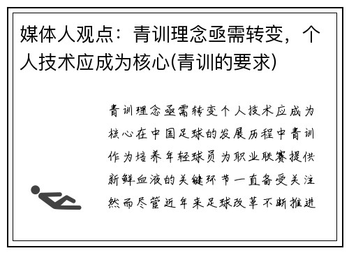 媒体人观点：青训理念亟需转变，个人技术应成为核心(青训的要求)